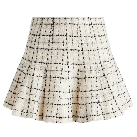 NWT Alice + Olivia Cream and Black Tweed Skirt Size 10 - Picture 4 of 11